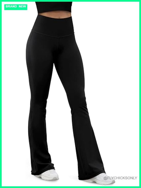 Pants - High Waist Tummy Control Flared Yoga Pants Bootcut Leggings with Inner Pocket
